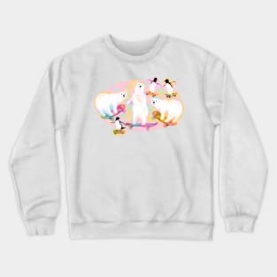 Ice Skate-boarding Arctic Animals Crewneck Sweatshirt